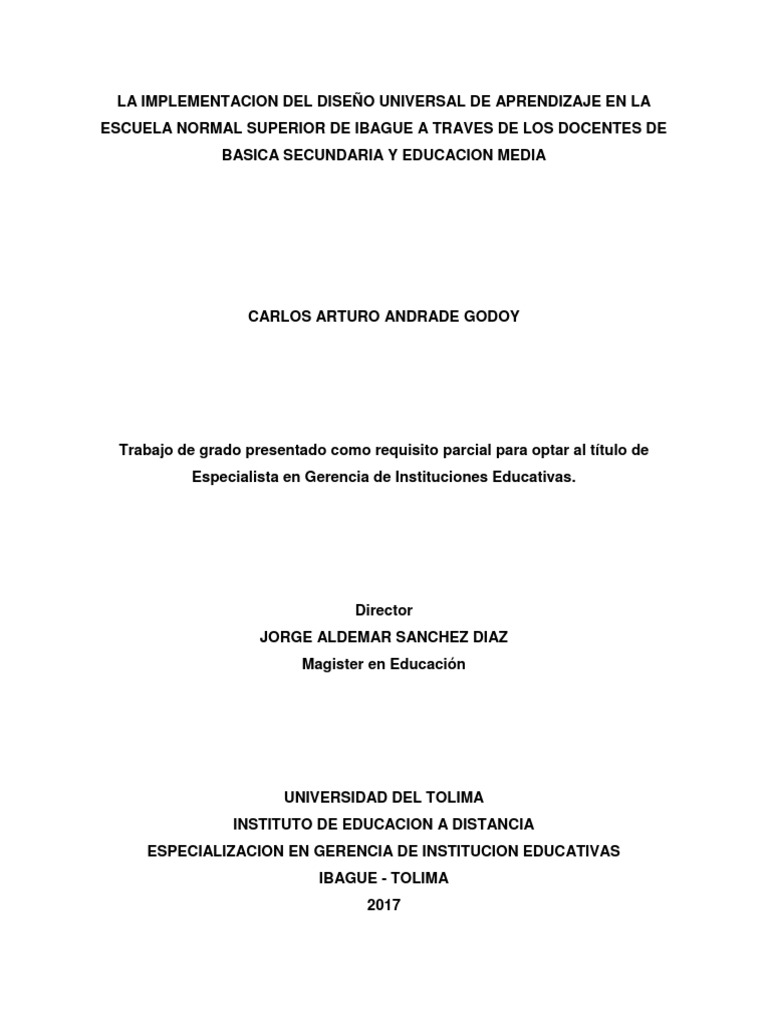 Implementación del DUA en Ibagué | PDF | Plan de estudios | Inclusión ...