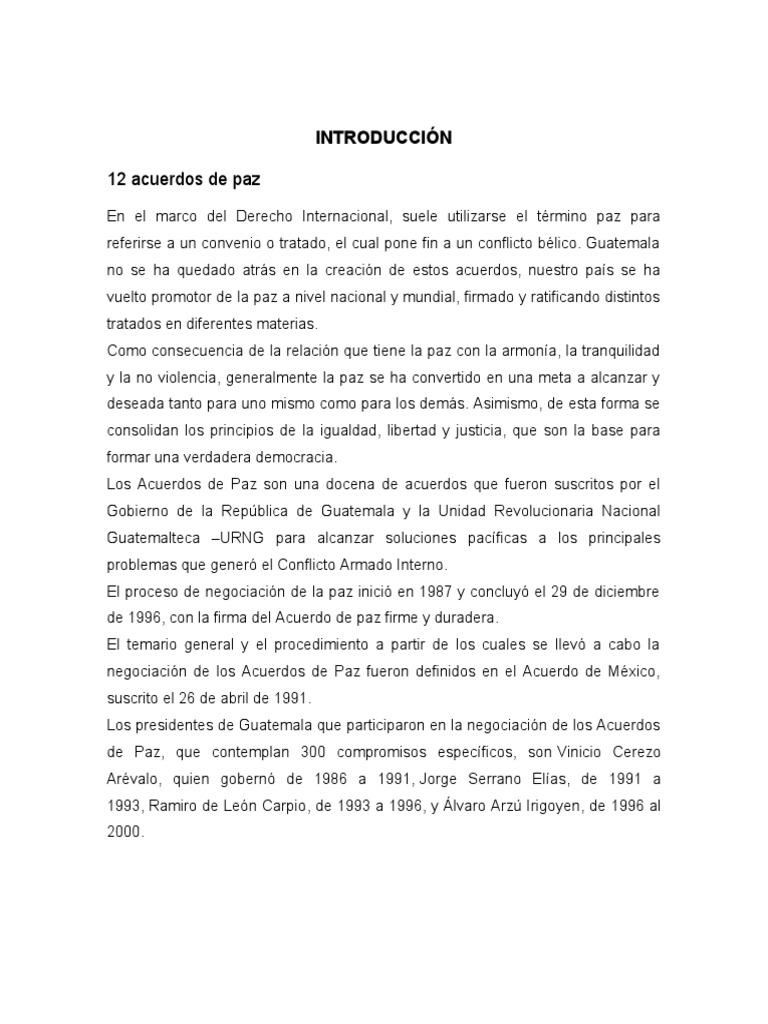 12 Acuerdos de Paz Guatemala | PDF | Guatemala | Derechos humanos