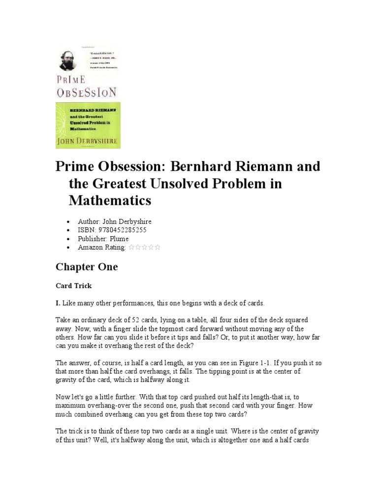 Prime Obsession Bernhard Riemann and The Greatest Unsolved Problem in ...