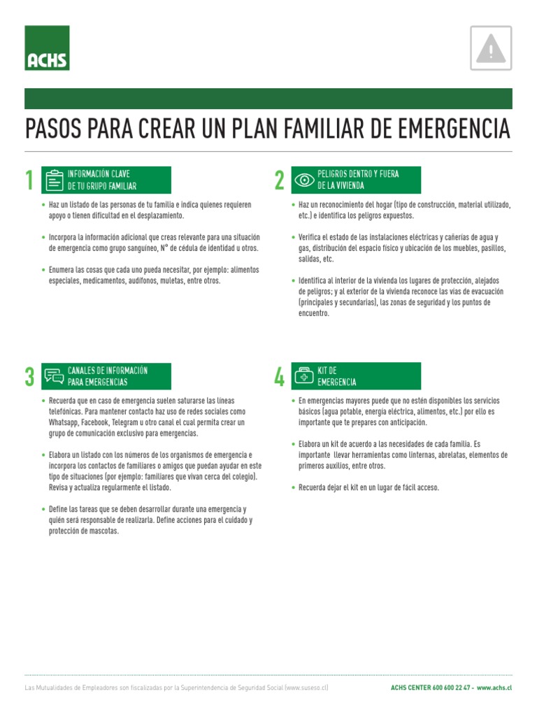 Plan Familiar de Emergencia: Guía Práctica | PDF | Agua | Energía y ...