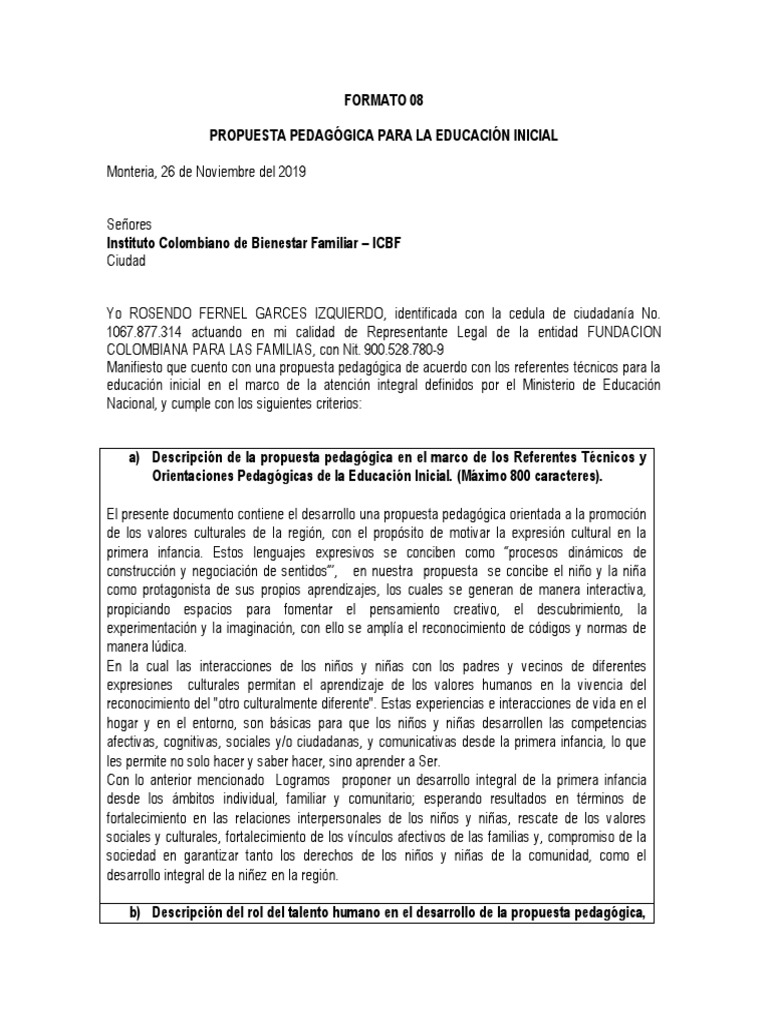 Propuesta Pedagógica para Educación Inicial | PDF | Educación de la ...