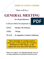 Catholic Hythe - Invitation to General Meeting 7 February 2011