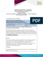 Guia de Acvidades y Rúbrica de Evaluación - Paso 2 Definición de Pensamiento Crítico