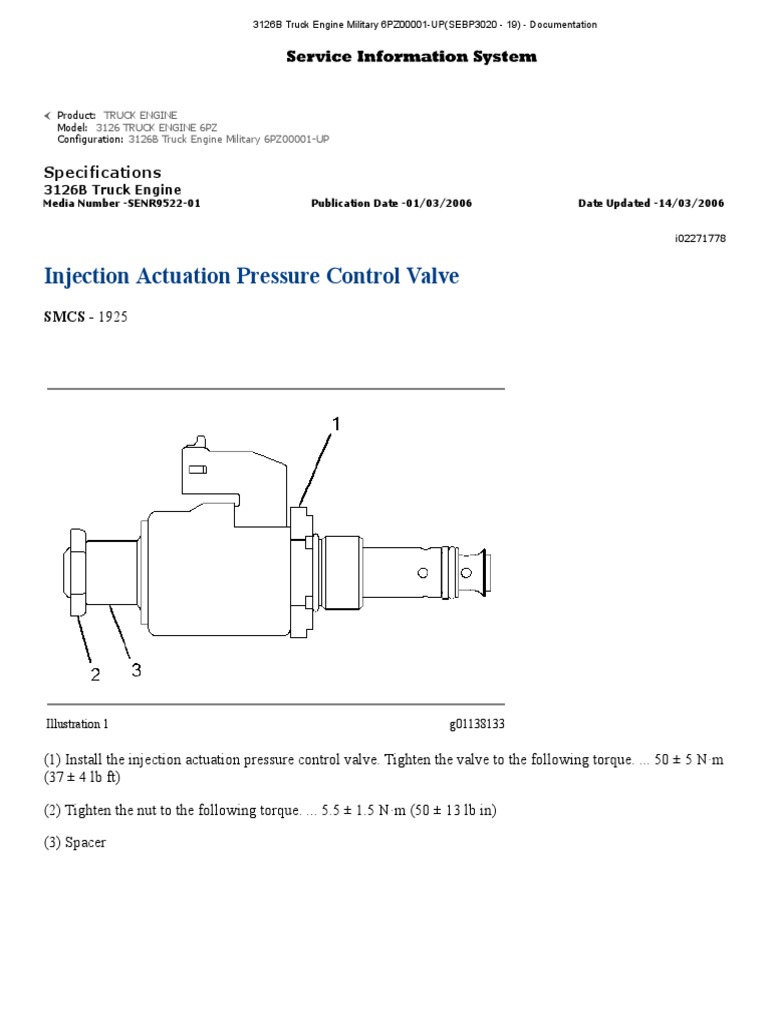 Injection Actuation Pressure Control Valve 3126B Caterpillar PDF