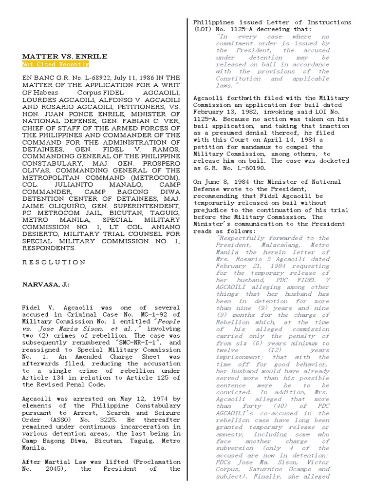 Agcaoili v enrile pdf habeas corpus juan ponce enrile