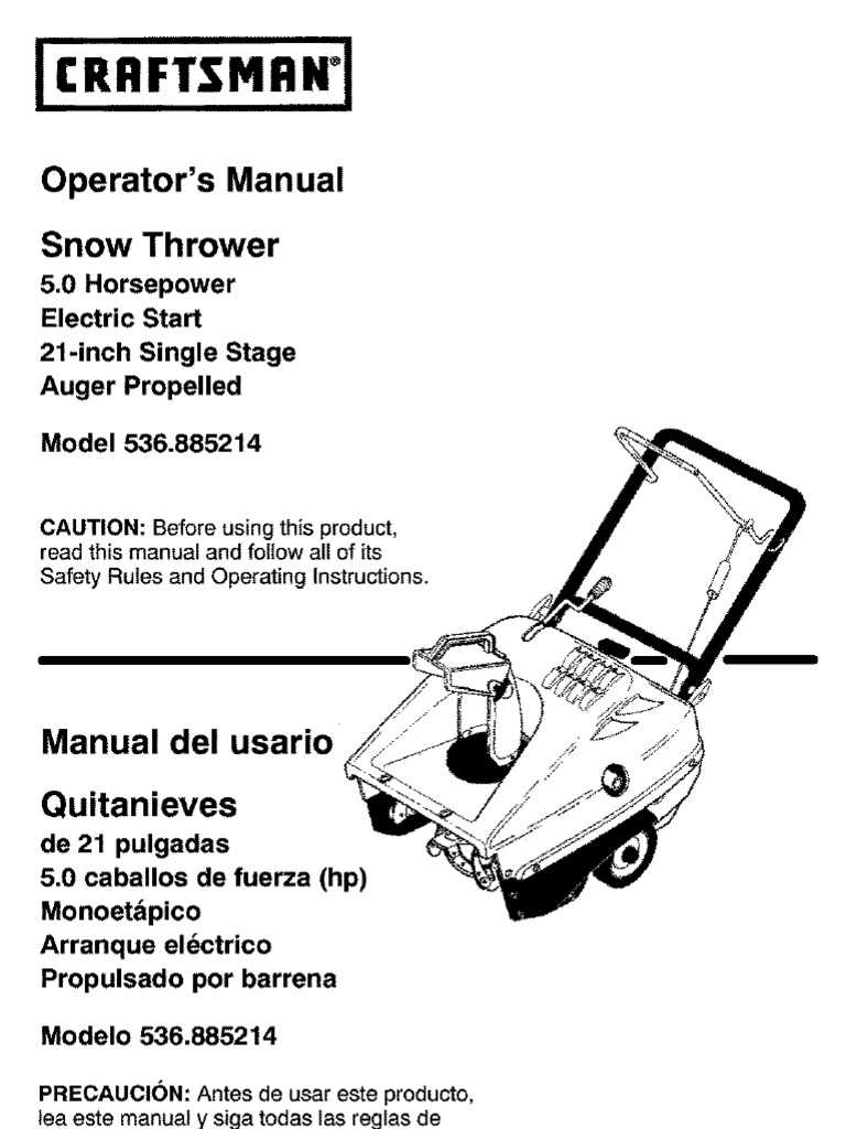 Craftsman Snowblower Manual | PDF | Gasoline | Belt (Mechanical)