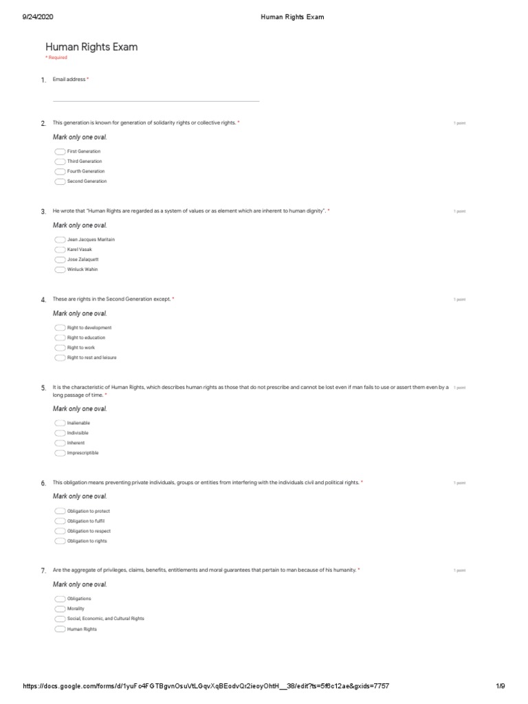 Human Rights Exam Questions and Answers | PDF | Human Rights | Rights