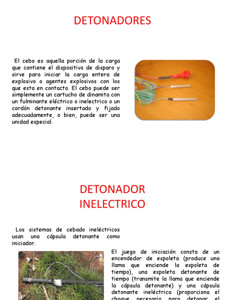 Tipos de detonadores y cebados para voladuras PDF Demolición