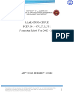 Learning Module Pcea 001 - Calculus 1 1 Semester School Year 2020 - 2021