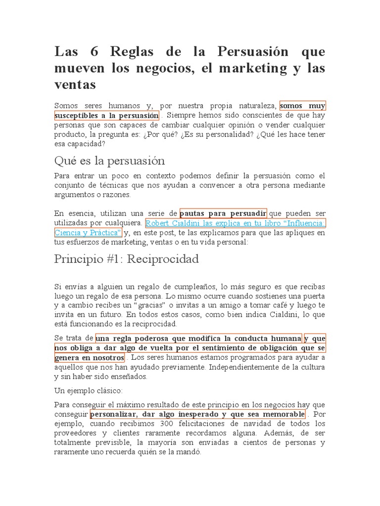Reglas de Persuasión en Marketing | PDF | Persuasión | Marketing