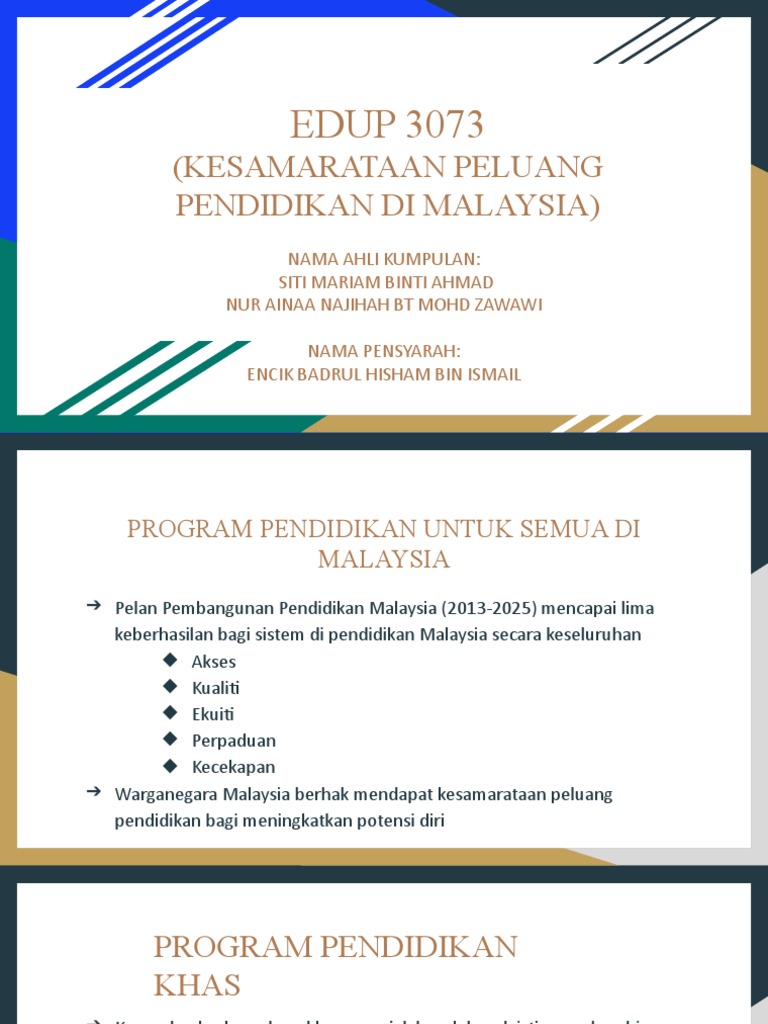 Kesamarataan Peluang Pendidikan Di Malaysia  PDF