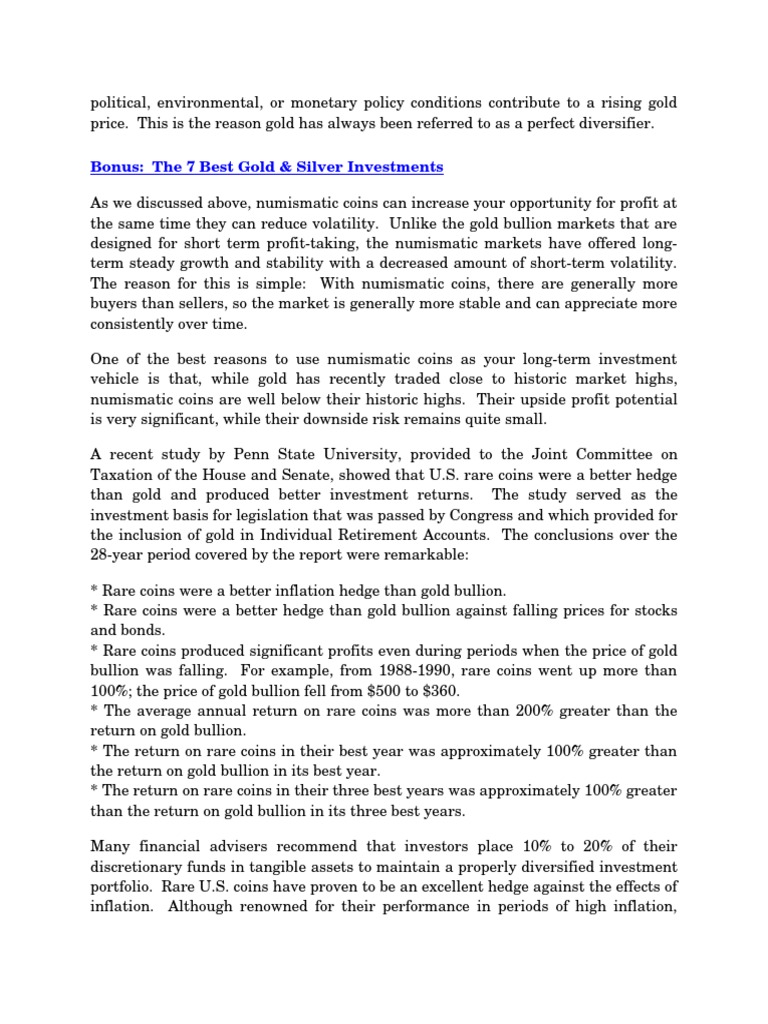 Investing in Rare Coins vs. Gold | PDF | Gold As An Investment | Bullion