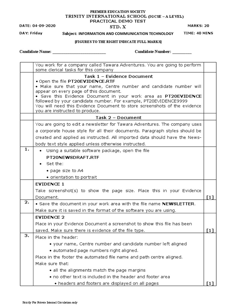 ICT Practical Demo Test Guide | PDF | Document | Computer File
