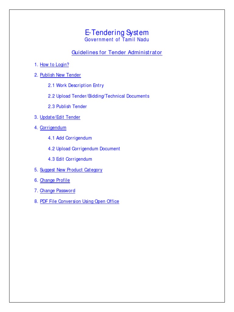 Tamil Nadu E-Tendering Guidelines | PDF | Application Software | Password