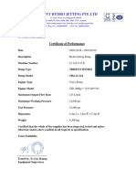 Trident Hydro Jetting Pte LTD: Certificate of Performance
