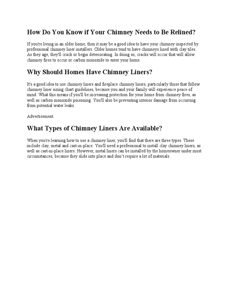 How Do You Know If Your Chimney Needs To Be Relined PDF