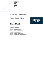 Student Report Term Three 2020: Ryan TRAN