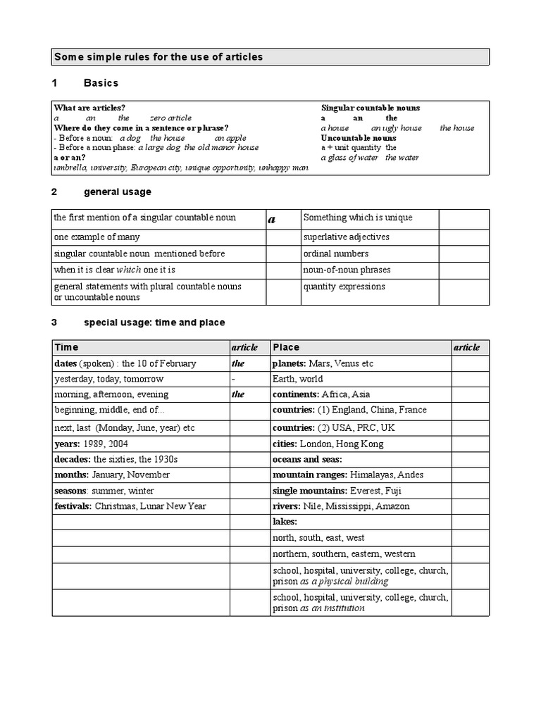 20100125122211articles 2 | PDF | Noun | Grammatical Number