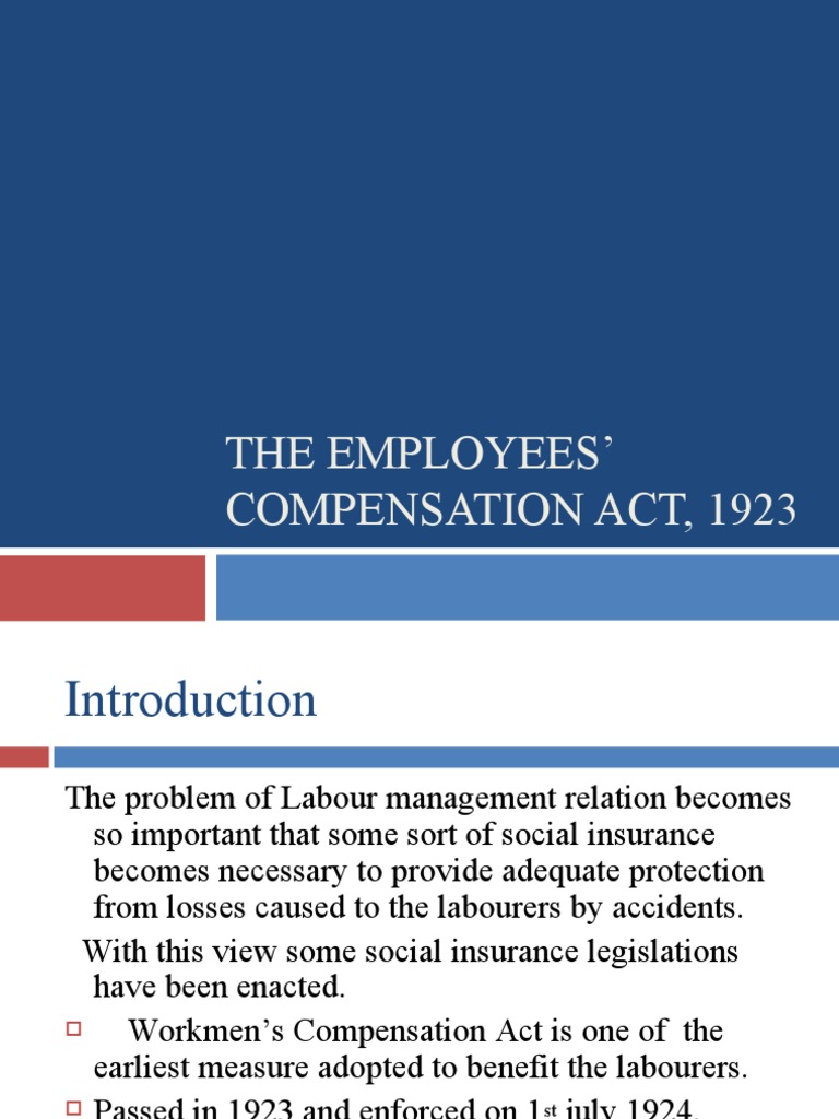 The Employees - Compensation Act 1923 | PDF | Workers' Compensation ...