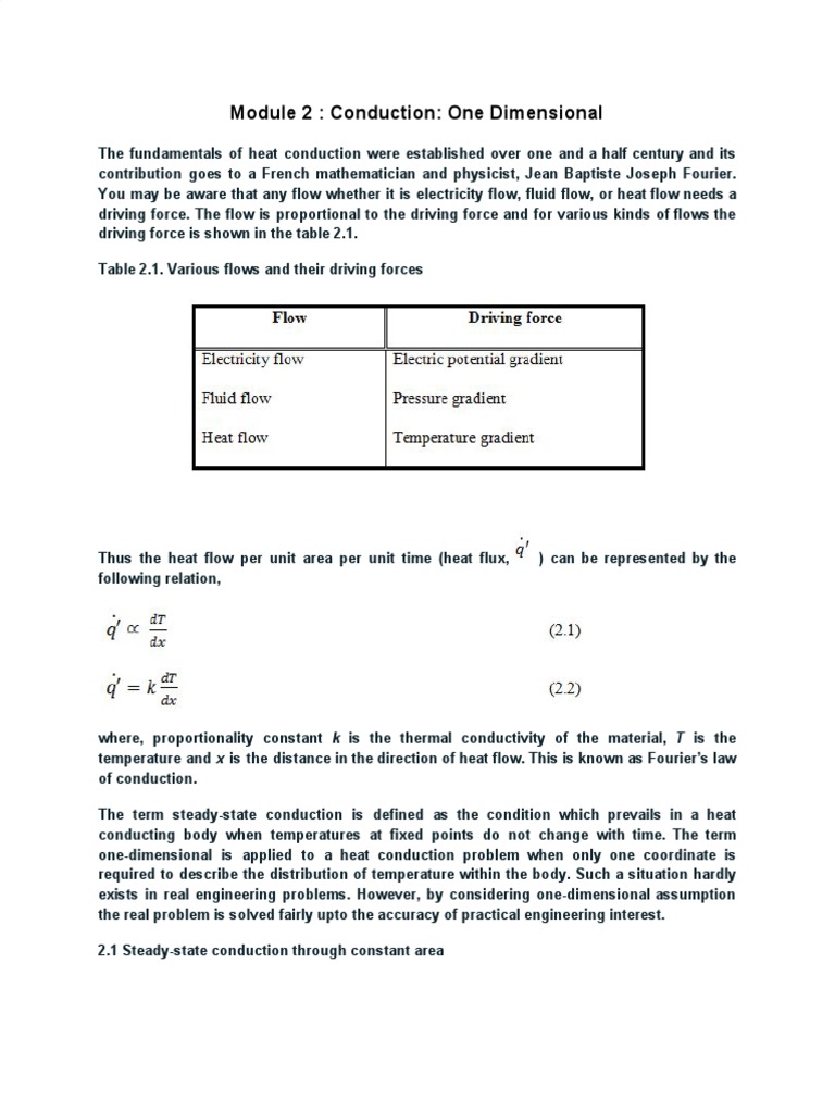 2 - Conduction - One Dimensional | PDF | Thermal Conduction | Heat Transfer