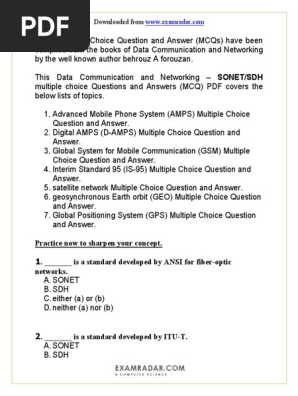 Ch 17 So Sdh Multiple Choice Questions And Answers Pdf Data Munication And Working Pdf Telemunications Engineering Puter Mediated Munication