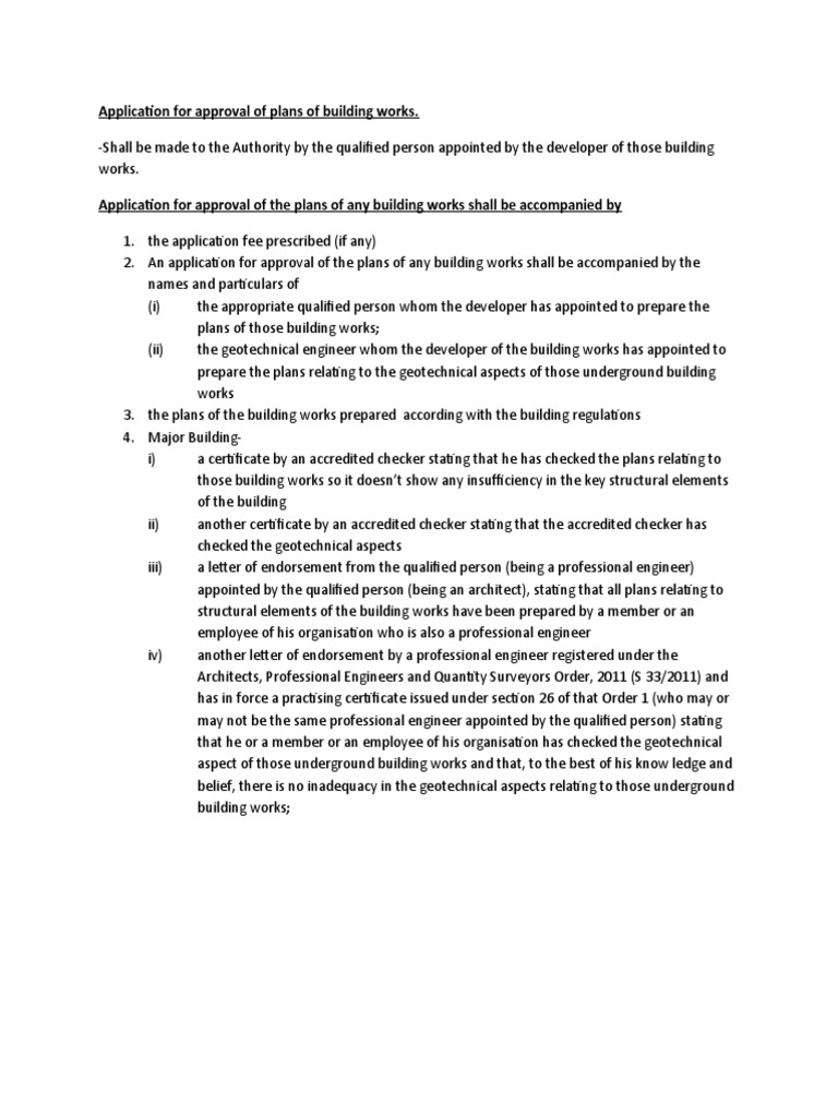 Application For Approval of Plans of Building Works | PDF ...