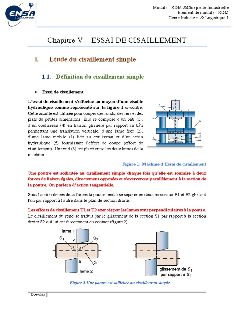 Essai de Cisaillement en RDM | PDF | Contrainte de cisaillement ...