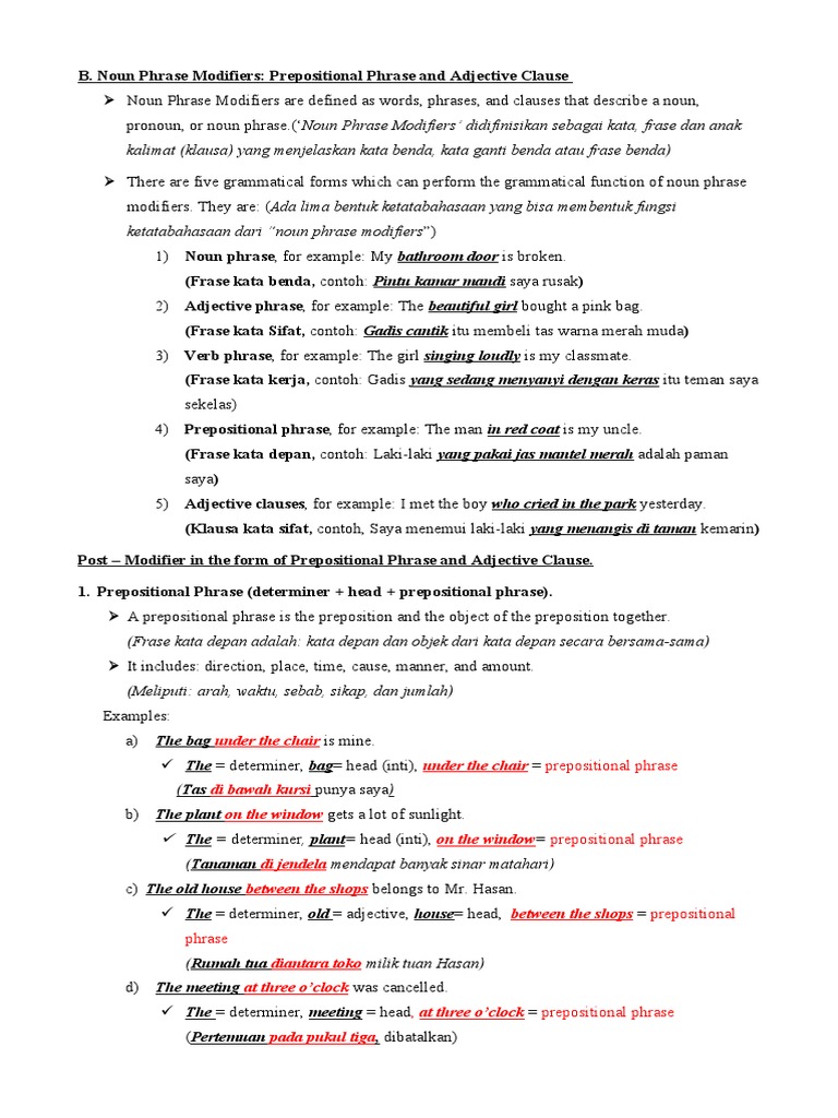 Noun Phrase Modifiers Explained | PDF | Phrase | Noun
