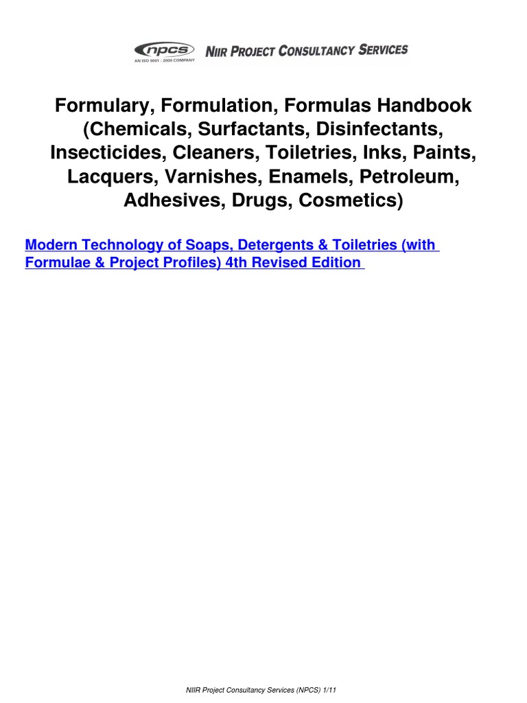 Niir Formulary Formulation Formulas Handbook PDF Varnish Adhesive