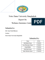 Notre Dame University Bangladesh Report On Reliance Insurance Limited'