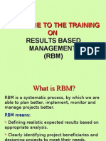 Welcome To The Training ON Results Based Management (RBM)