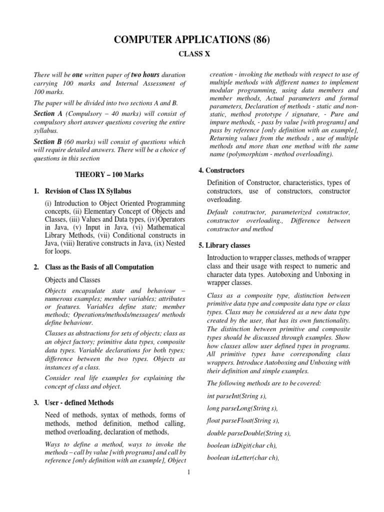 Class X Computer Applications Guide | PDF | Method (Computer ...