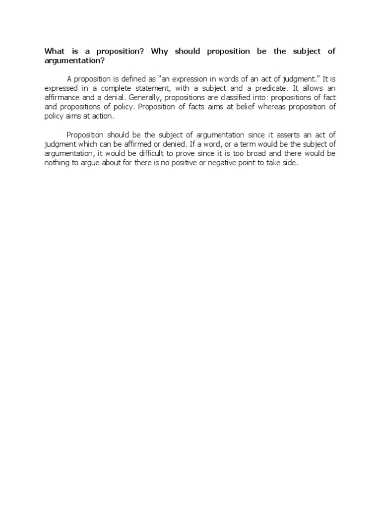 Understanding Propositions in Debate | PDF