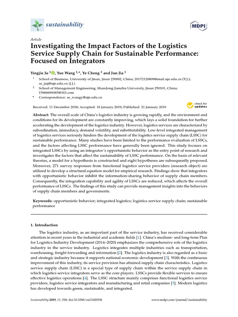 Investigating The Impact Factors of The Logistics Service Supply Chain ...