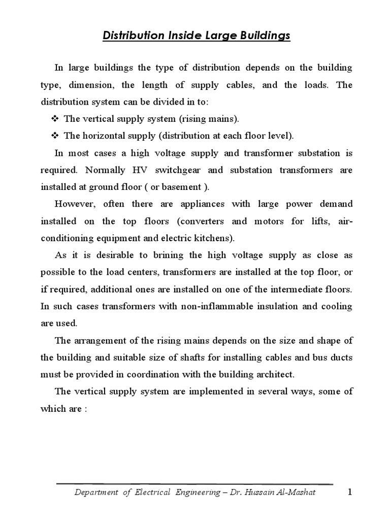 Power Distribution in Large Buildings | PDF | Electrical Substation ...