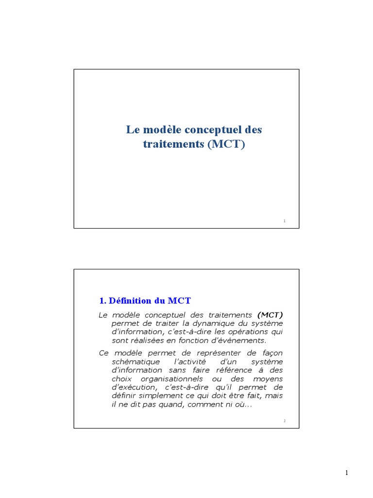 Modèle Conceptuel de Traitement (MCT) | PDF | Business | Informatique ...