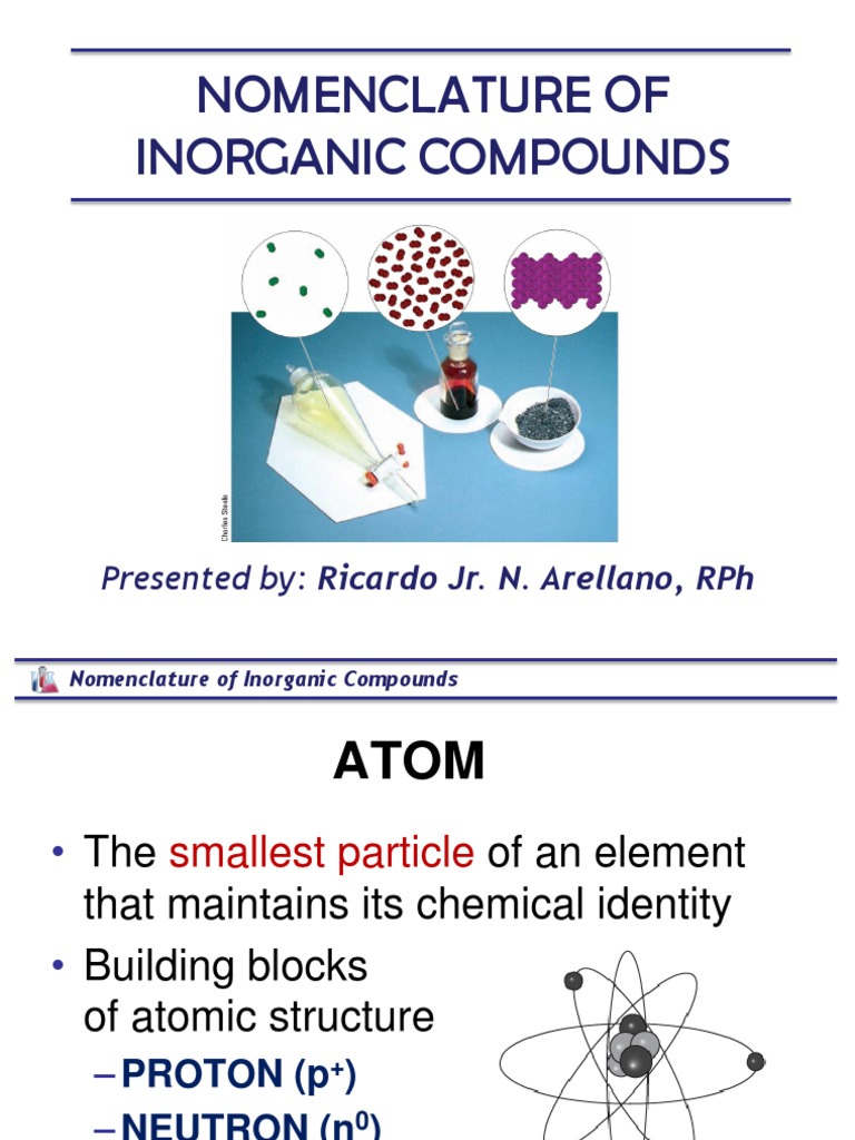 Inorganic Compounds Nomenclature Guide | PDF | Ion | Chlorine