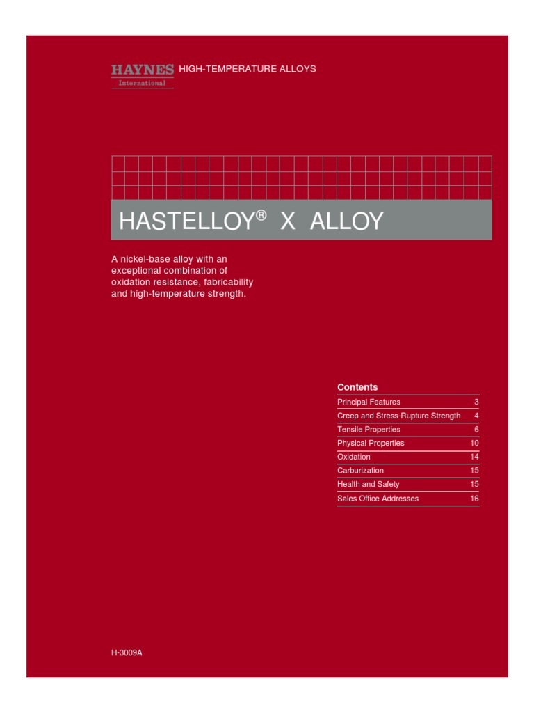 Hastelloy X Alloy HighTemperature Alloys PDF Ultimate Tensile