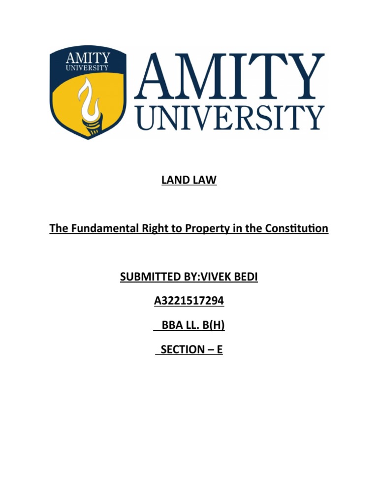 Land Law PDF Eminent Domain Right To Property