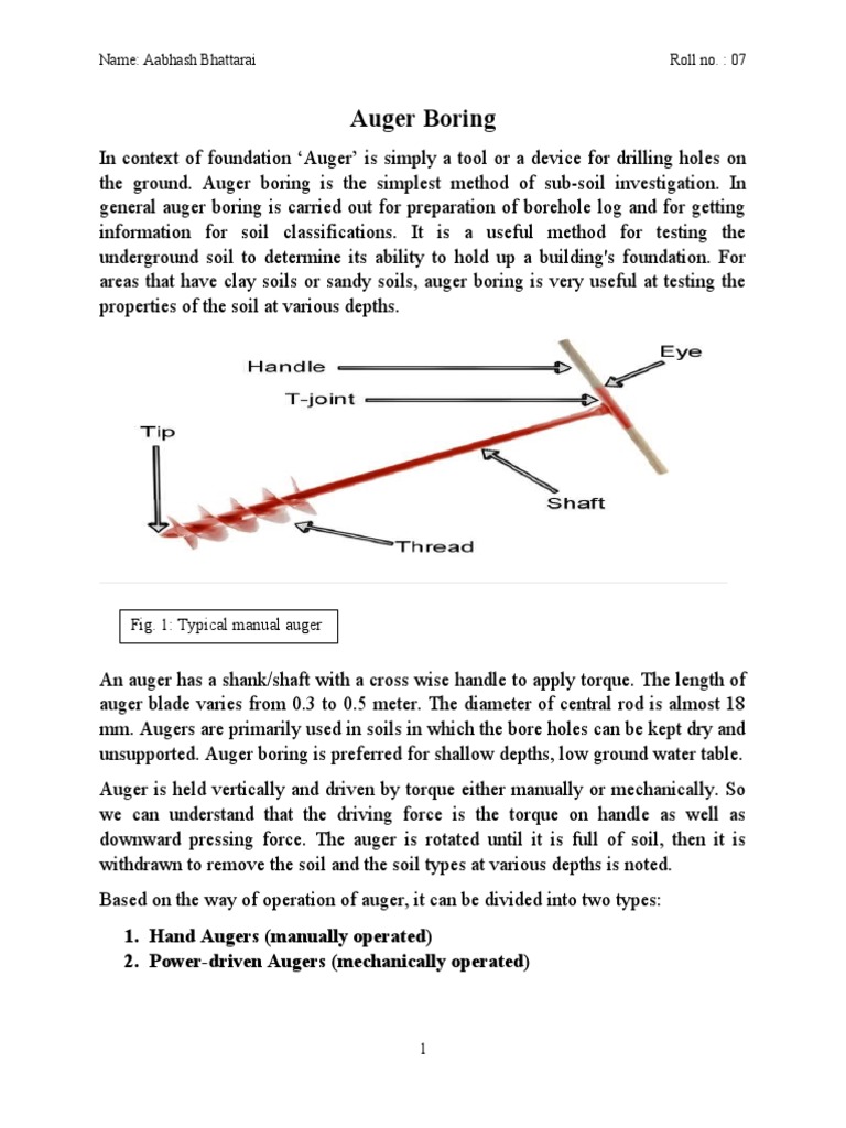 Auger Boring Techniques for Soil Testing | PDF | Drilling Rig | Deep ...