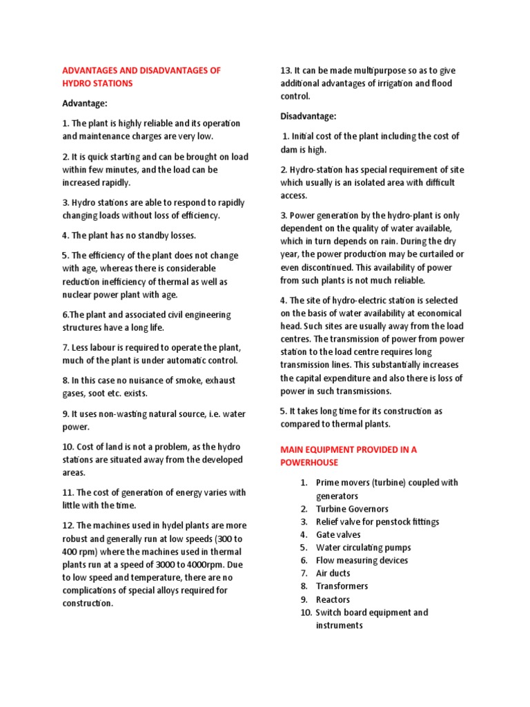 Hydro Power: Pros and Cons | PDF | Boiler | Dam