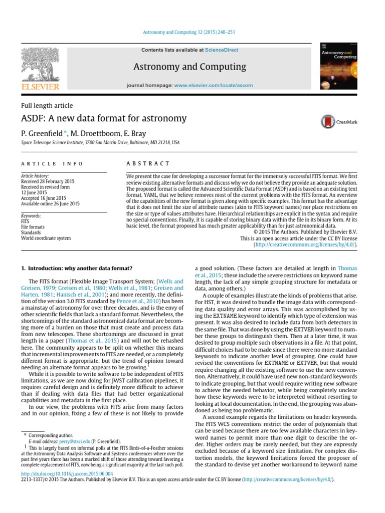 ASDF A New Data Format For Astronomy | PDF | Json | File Format