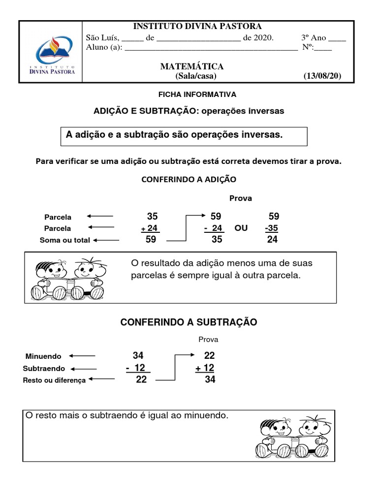 Operações Inversas: Adição e Subtração | PDF