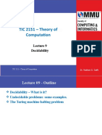 TIC 2151 - Theory of Computation: Decidability