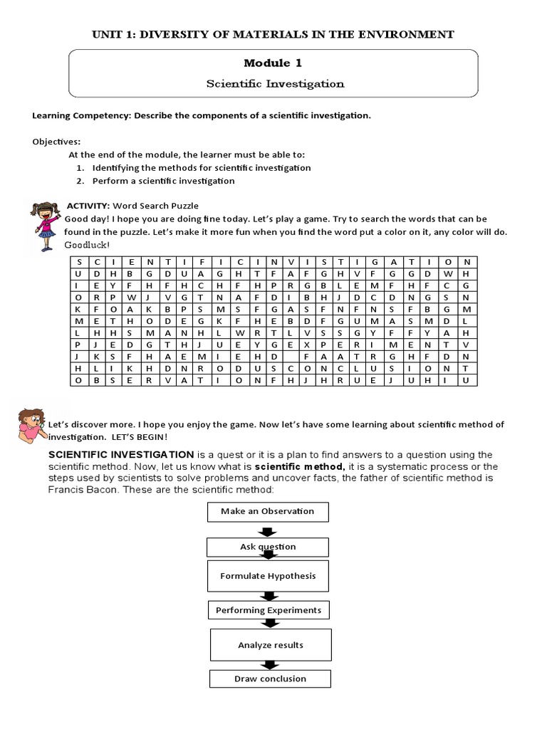 Unit 1: Diversity of Materials in The Environment: Scientific ...