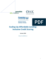 Scaling Up Affordable Lending: Inclusive Credit Scoring: January 2018