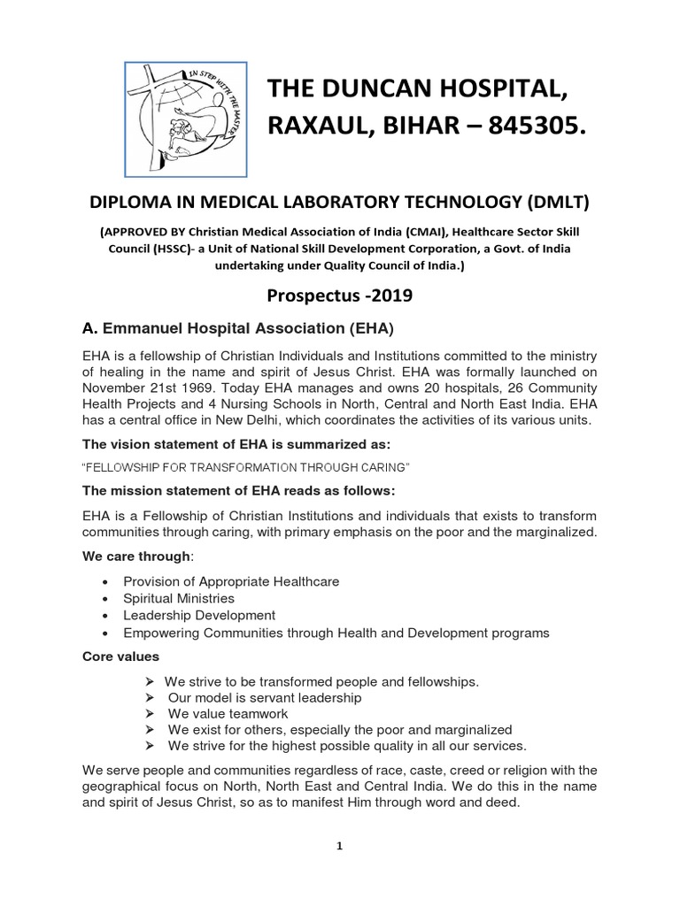 DMLT Course at Duncan Hospital | PDF | University And College Admission ...