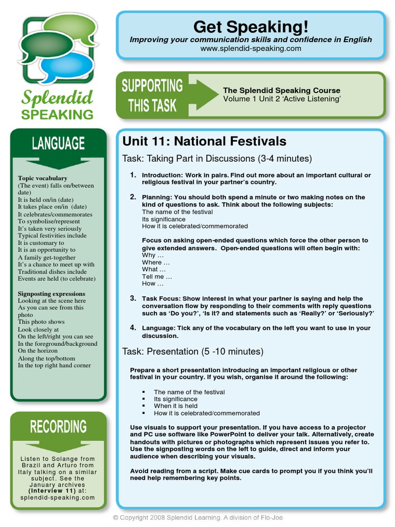 Speaking Task PDF | PDF | Conversation | Human Communication