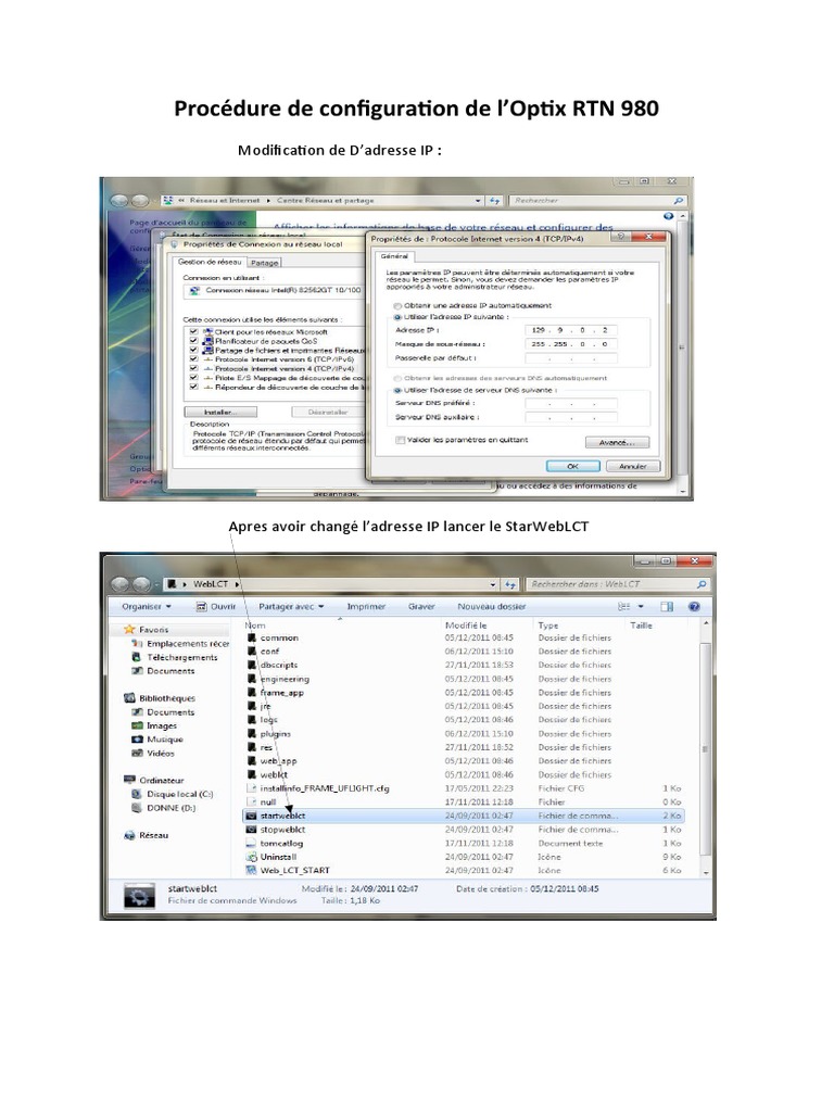 Configuration de l'Optix RTN 980 | PDF