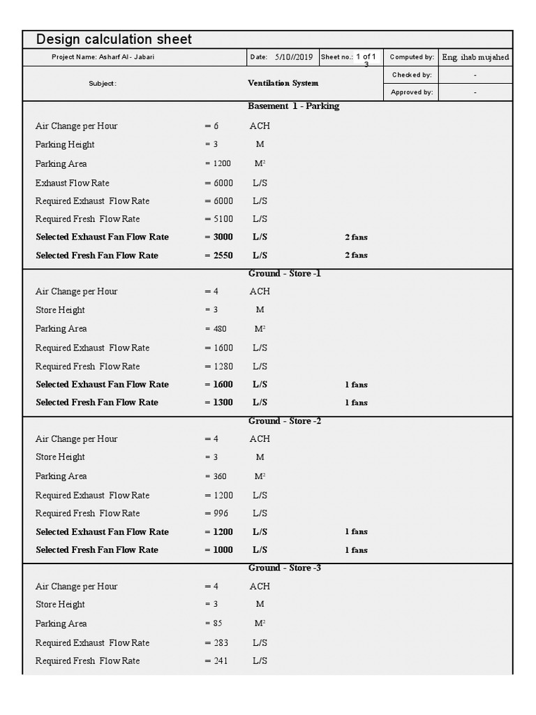 Parking Ventilation System Design | PDF